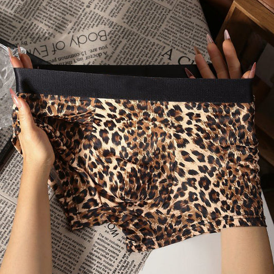 Luxury Menās Leopard Print Boxer Briefs ā Silky Smooth, Breathable
