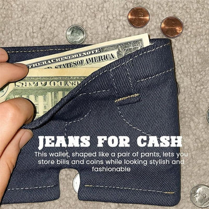 👖 2026 Mini Denim Plånbok 👖💙 Hopfällbar myntficka och korthållare