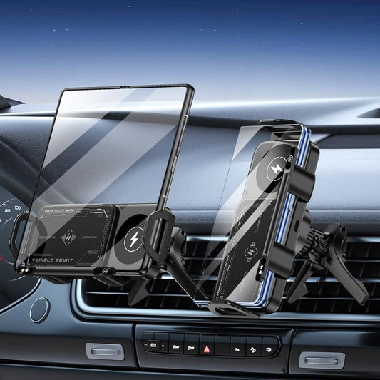 Telefonlar için 15W Kablosuz Şarjlı Araç Tutucu - 90° Dönüş, Sabit ve Ayarlanabilir