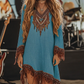 Vestido estilo boho con escote en pico y borlas de encaje