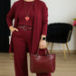 【🔥 Dagens superbilliga pris】💞 Elegant 3-delat set bestående av lång kofta, blus och byxor 💞 Fri frakt
