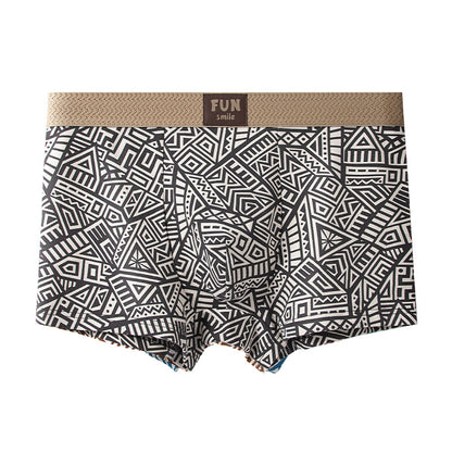 Vintage Men’s Boxer Briefs – Geometric Print | Stylish, Breathable & Comfortable Retro Underwear