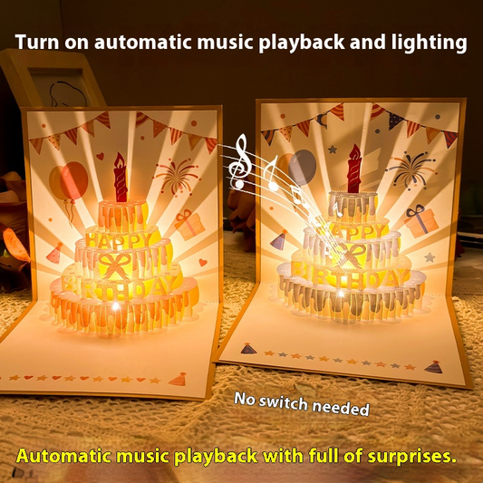 [🎁Exquisite birthday gift]3D birthday card with music and lights