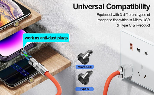 ⚡🔋 Cable de Carga Magnético con Cabezal Giratorio de 540° – ¡Más Comodidad al Cargar! 📱✨