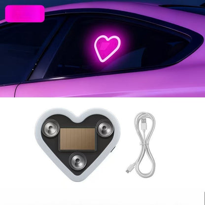🚗 Luz solar decorativa para coche con forma de corazón