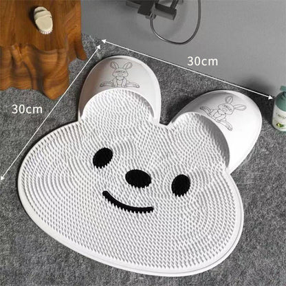 🐰 Alfombrilla exfoliante de silicona con forma de conejito: ¡Limpia, masajea y relaja tus pies sin agacharte!