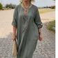 🎁👗V-neck cotton and linen dress
