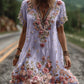 Floral embroidered vintage short sleeve dress