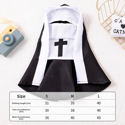 🐱🖤 Disfraz de monja adorable para mascotas: ¡pequeñas patitas, gran encanto! 🤍✝️