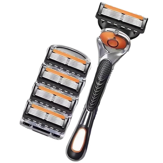 Kit de maquinilla de afeitar de repuesto para hombre + soporte gratis – Cuchillas de acero inoxidable ultraafiladas para un afeitado suave.
