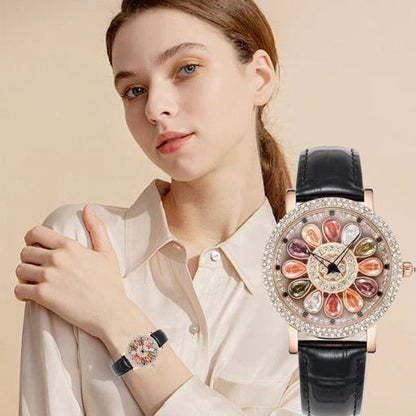 SELORA™|[🎁Harika Hediye] Değerli Taşlı Şanslı Döndürme Kuvars Saat⌚