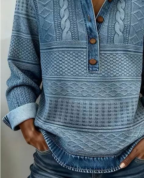 Stilren blus med knappar och klassisk krage