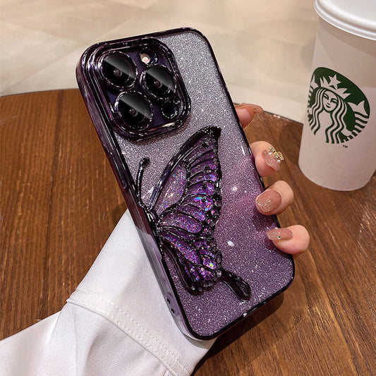 🦋✨ Funda de Móvil con Mariposas y Purpurina – Tarjeta Extraíble y Antigolpes