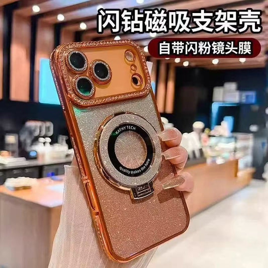 🔥Harika Fırsat✨Yeni Parlak iPhone Kılıfı (Lens Koruması + Görünmez Stand + Manyetik Şarj)