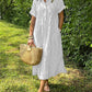 Striped short-sleeved shirt cotton and linen dress