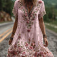 Floral embroidered vintage short sleeve dress