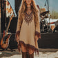 Vestido estilo boho con escote en pico y borlas de encaje