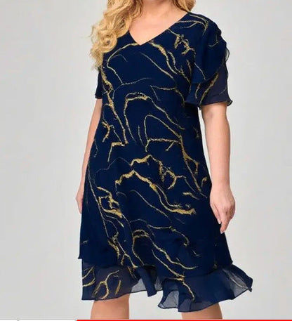 Vestido corto estampado para mujer confeccionado en tejido de gasa en capas.