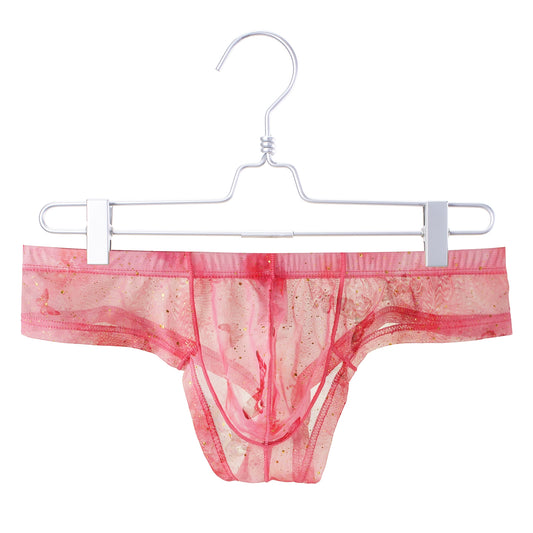 Men’s Semi-Transparent Romantic Butterfly Print Underwear – Breathable, Sexy & Stylish Briefs for a Unique Experience