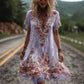 Floral embroidered vintage short sleeve dress