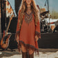 Vestido estilo boho con escote en pico y borlas de encaje