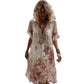 Floral embroidered vintage short sleeve dress