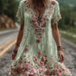 Floral embroidered vintage short sleeve dress