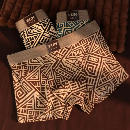 Vintage Menās Boxer Briefs ā Geometric Print | Stylish, Breathable & Comfortable Retro Underwear