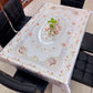 Floral patterned, multifunctional, waterproof and oil-resistant tablecloth.