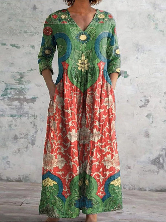 Celestine | Maxi jurk met vintage bloemenprint