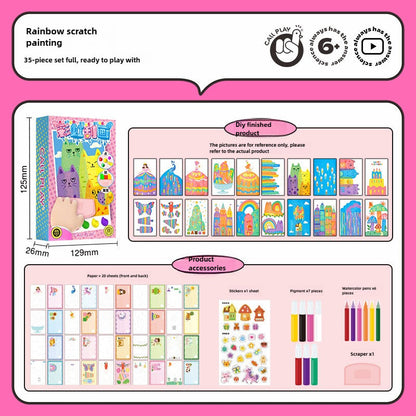 Çocuklar İçin Yaratıcı Gökkuşağı Çizik Sanat Seti Hediyesi