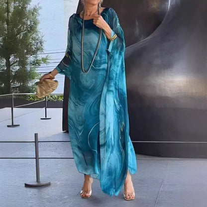 🔥Hot Sale🔥Marble Patterned Elegant Chiffon Dress