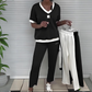 Conjunto casual de top y pantalón con escote en V para mujer 【Alta calidad】
