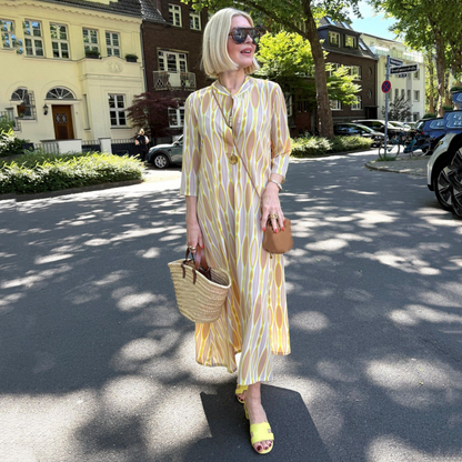 💓3/4 kollu ve desenli şık kadın elbisesi