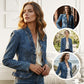 🌸 Dam Denimjacka – Volang & Öppen Framsida 🧥 Lättviktig & Feminin 👗