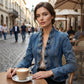 🌸 Dam Denimjacka – Volang & Öppen Framsida 🧥 Lättviktig & Feminin 👗