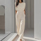 Kvinnlig Jumpsuit med Vida Ben – Sidfickor & Mjuk Polyester