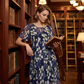 💎 49% RABATT! 💎 Kortärmad trapetsklänning – Elegant blommönster, dubbelskiktad chiffong och smickrande knälång skärning 👗💙