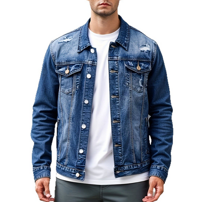 🧥 49% RABATT NU! 👖 Herrjacka i tvättad vintage-modell – Tidlös design, slitstarkt tyg och funktionella fickor ✨